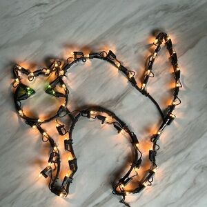 Vtg Halloween Decor Cat w/Green Eyes works Window spooky